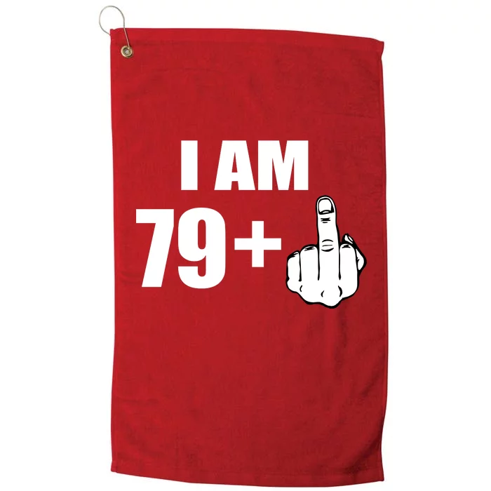 I Am 80 Middle Finger 80th Birthday Gift Platinum Collection Golf Towel