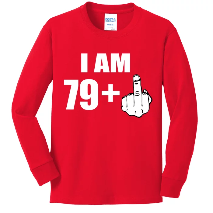 I Am 80 Middle Finger 80th Birthday Gift Kids Long Sleeve Shirt