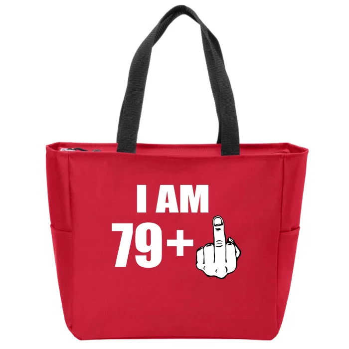 I Am 80 Middle Finger 80th Birthday Gift Zip Tote Bag