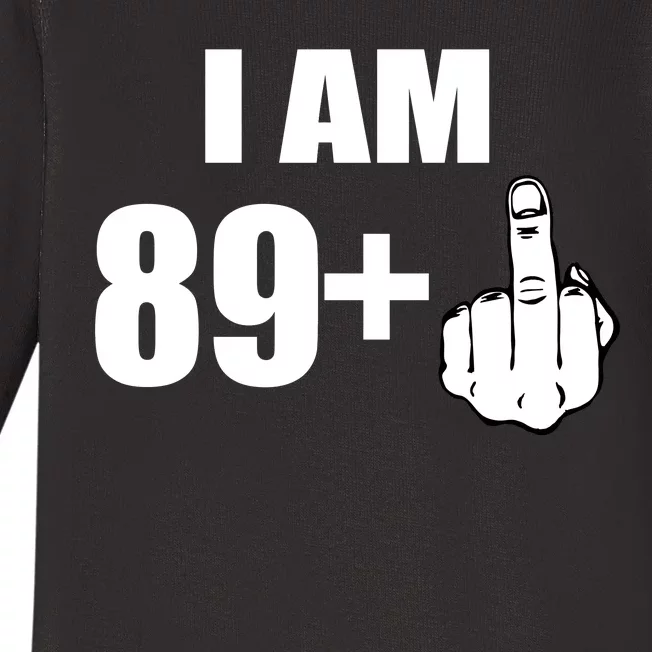 I Am 90 Middle Finger Funny 90th Birthday Gift Baby Long Sleeve Bodysuit