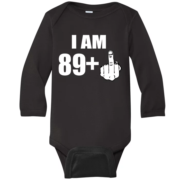 I Am 90 Middle Finger Funny 90th Birthday Gift Baby Long Sleeve Bodysuit