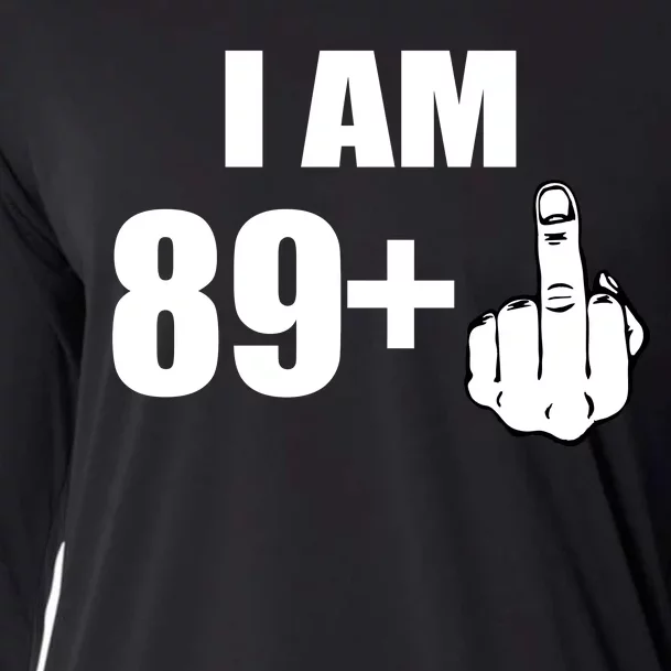 I Am 90 Middle Finger Funny 90th Birthday Gift Cooling Performance Long Sleeve Crew