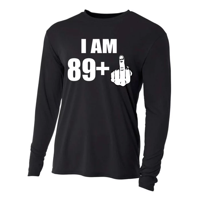 I Am 90 Middle Finger Funny 90th Birthday Gift Cooling Performance Long Sleeve Crew