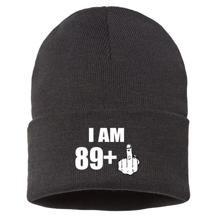 I Am 90 Middle Finger Funny 90th Birthday Gift Sustainable Knit Beanie