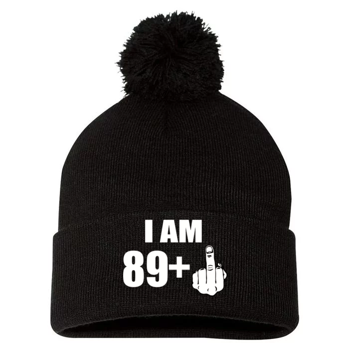 I Am 90 Middle Finger Funny 90th Birthday Gift Pom Pom 12in Knit Beanie