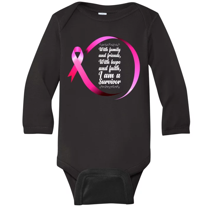 I Am A Breast Cancer Survivor Baby Long Sleeve Bodysuit