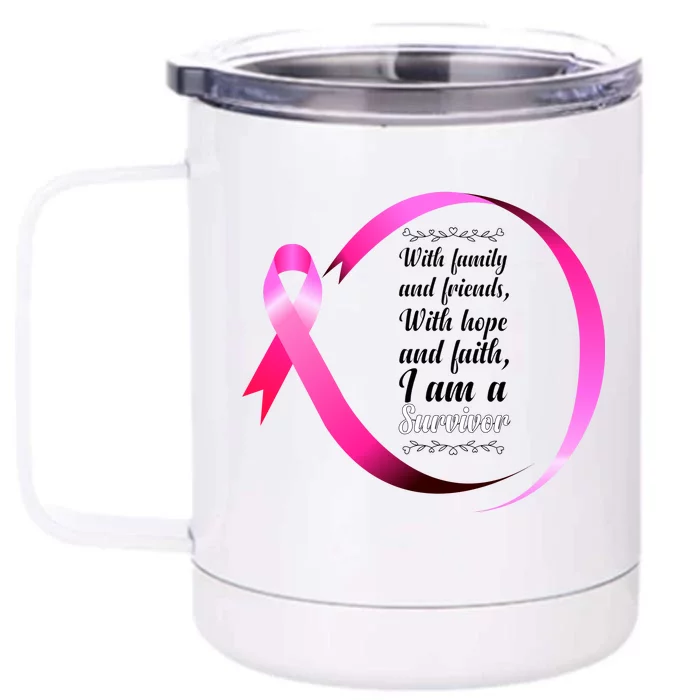 I Am A Breast Cancer Survivor Front & Back 12oz Stainless Steel Tumbler Cup