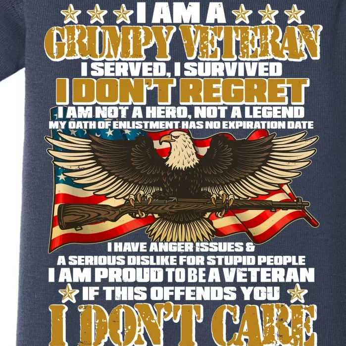 I Am A Grumpy Proud Veteran Funny Baby Bodysuit