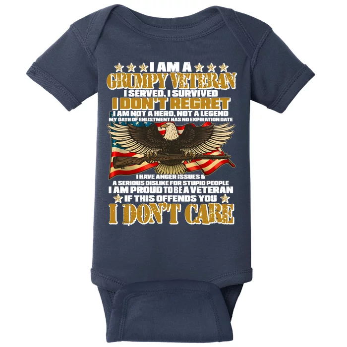 I Am A Grumpy Proud Veteran Funny Baby Bodysuit