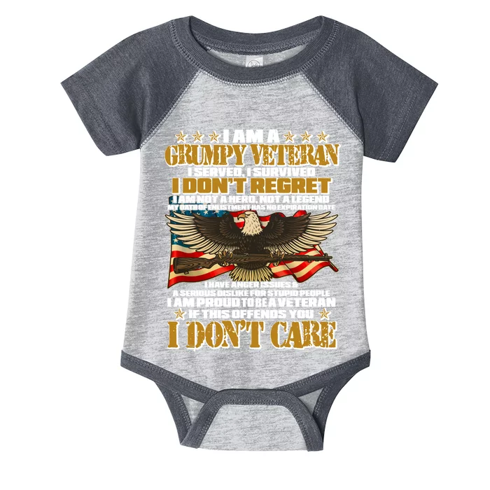 I Am A Grumpy Proud Veteran Funny Infant Baby Jersey Bodysuit