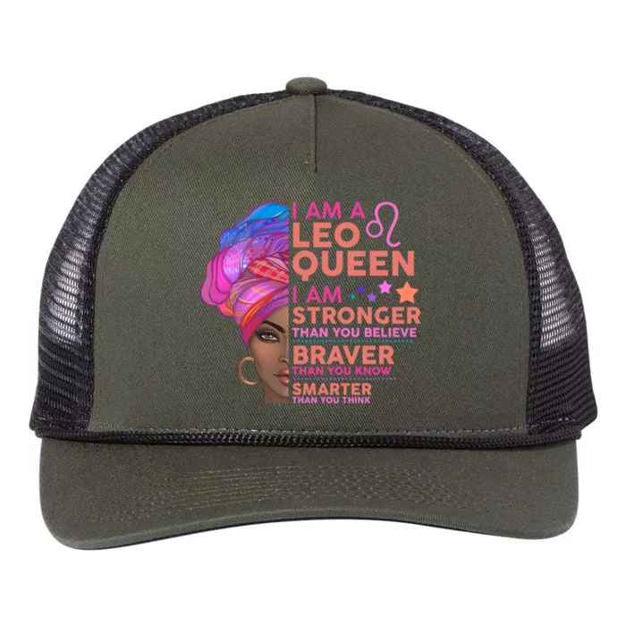 I Am A Leo Queen I Am Stronger Than You Believe Zodiac Retro Rope Trucker Hat Cap