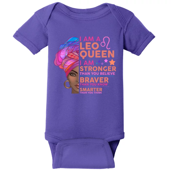 I Am A Leo Queen I Am Stronger Than You Believe Zodiac Baby Bodysuit