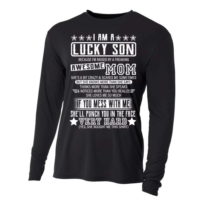 I Am A Lucky Son Funny Awesome Mom Cooling Performance Long Sleeve Crew