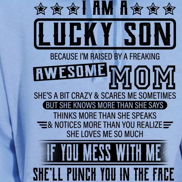 I Am A Lucky Son Funny Awesome Mom Unisex Surf Hoodie