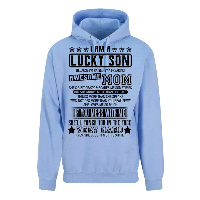 I Am A Lucky Son Funny Awesome Mom Unisex Surf Hoodie