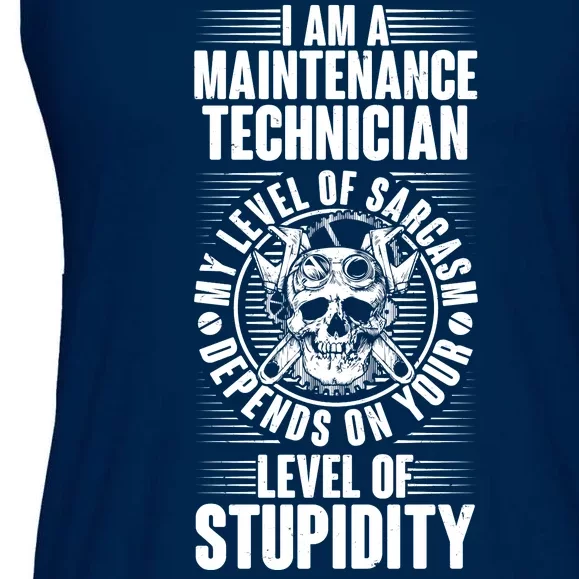 I Am A Maintenance Technician Level Of Stupidity Ladies Essential Flowy Tank