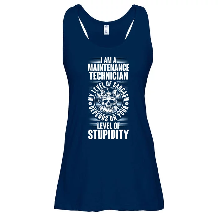 I Am A Maintenance Technician Level Of Stupidity Ladies Essential Flowy Tank