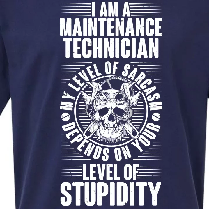 I Am A Maintenance Technician Level Of Stupidity Sueded Cloud Jersey T-Shirt