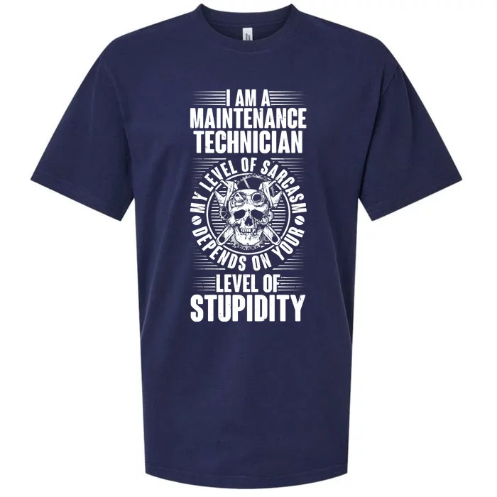 I Am A Maintenance Technician Level Of Stupidity Sueded Cloud Jersey T-Shirt