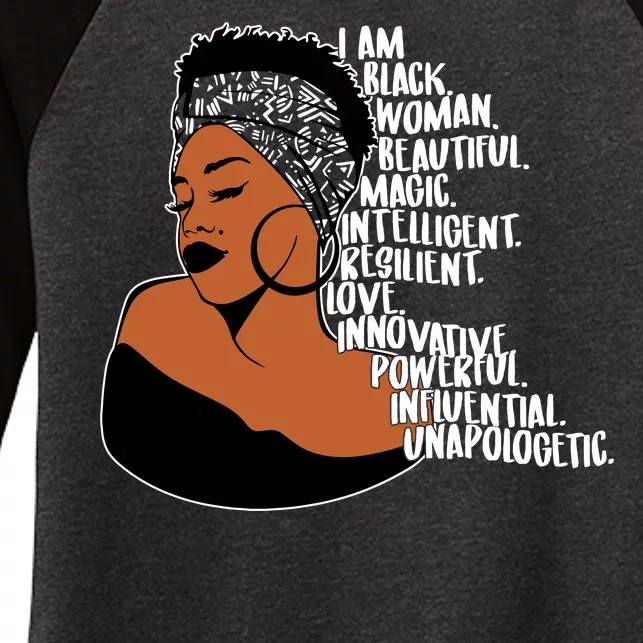 I Am A Proud Black Woman Beautiful Powerful Women's Tri-Blend 3/4-Sleeve Raglan Shirt