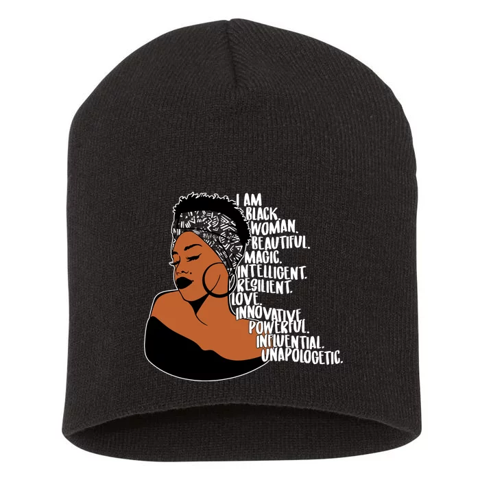 I Am A Proud Black Woman Beautiful Powerful Short Acrylic Beanie