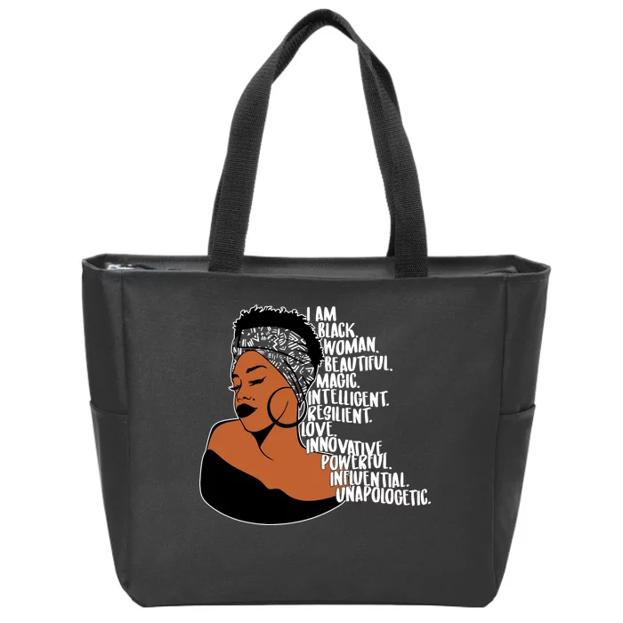 I Am A Proud Black Woman Beautiful Powerful Zip Tote Bag