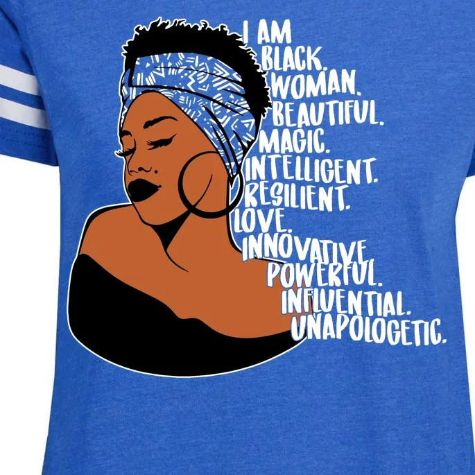 I Am A Proud Black Woman Beautiful Powerful Enza Ladies Jersey Football T-Shirt