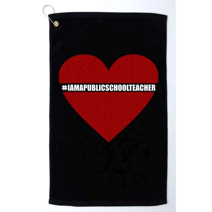 I Am a Public School Teacher Hashtag Love Heart Platinum Collection Golf Towel