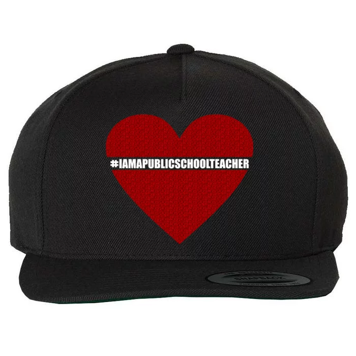 I Am a Public School Teacher Hashtag Love Heart Wool Snapback Cap