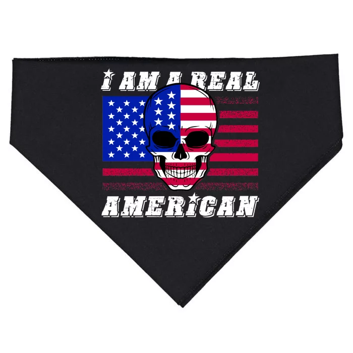 I Am A Real American Skull Flag USA-Made Doggie Bandana