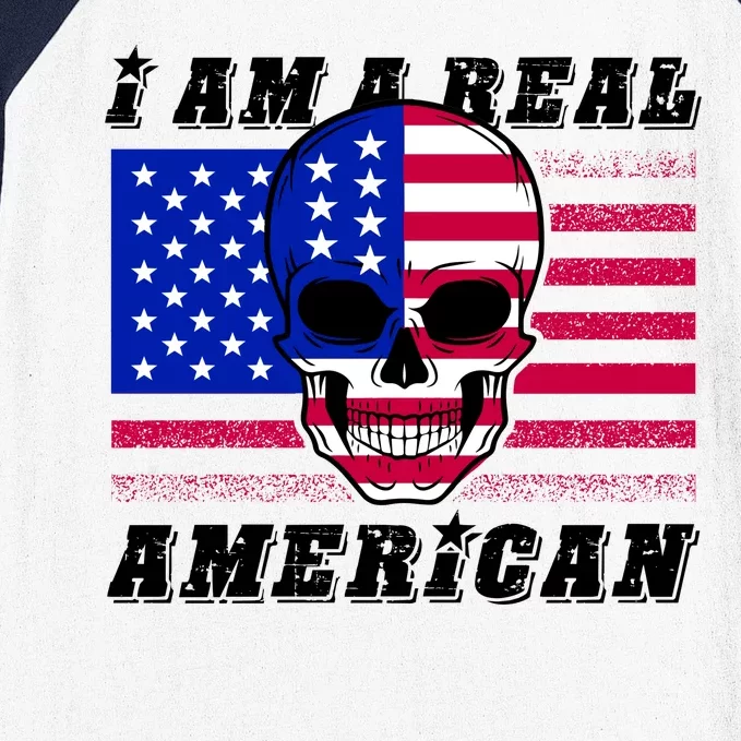 I Am A Real American Skull Flag Baseball Sleeve Shirt