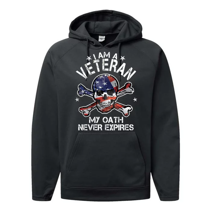 I Am A Veteran My Oath Never Expires Performance Fleece Hoodie