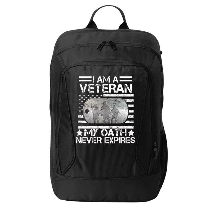 I Am A Veteran My Oath Never Expires Dog Tag City Backpack