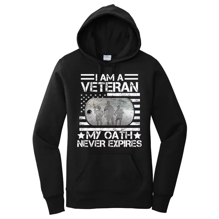 I Am A Veteran My Oath Never Expires Dog Tag Women's Pullover Hoodie