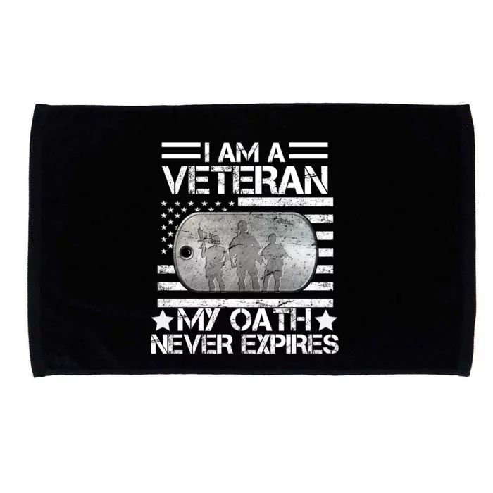 I Am A Veteran My Oath Never Expires Dog Tag Microfiber Hand Towel