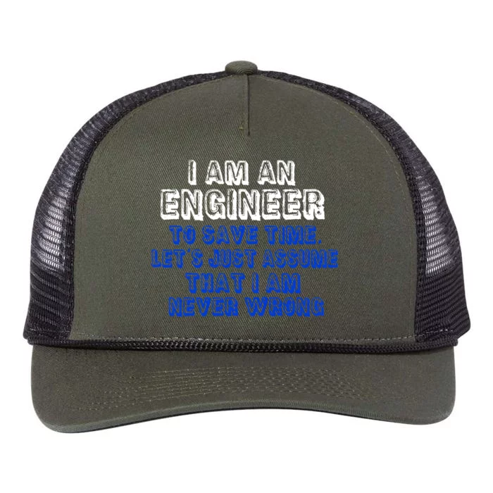 I Am An Engineer Save Time Never Wrong Retro Rope Trucker Hat Cap