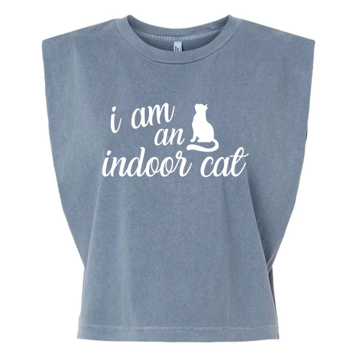 I Am An Indoor Cat Garment-Dyed Women's Muscle Tee