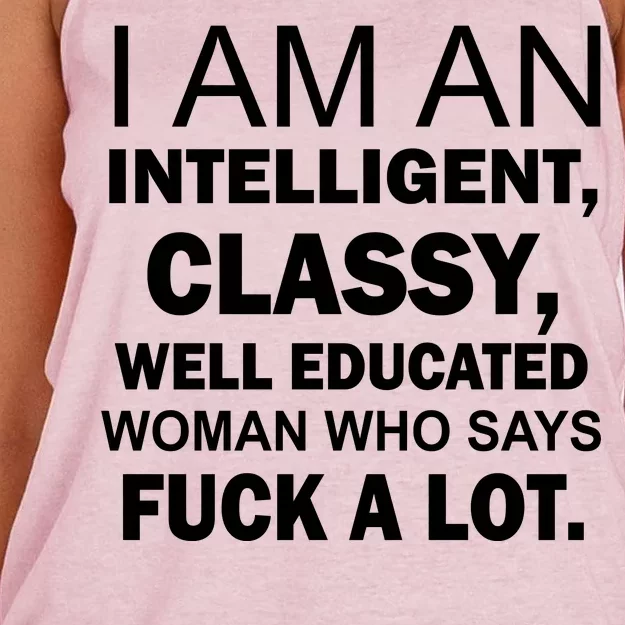 I Am An Intelligent Classy Educated Women's Knotted Racerback Tank