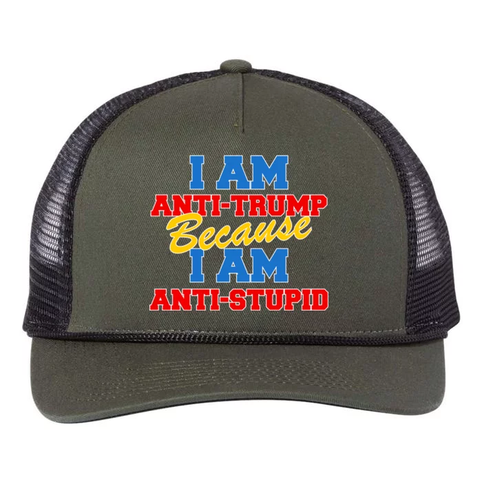 I Am Anti Trump Because I AM Anti Stupid Not My President Retro Rope Trucker Hat Cap