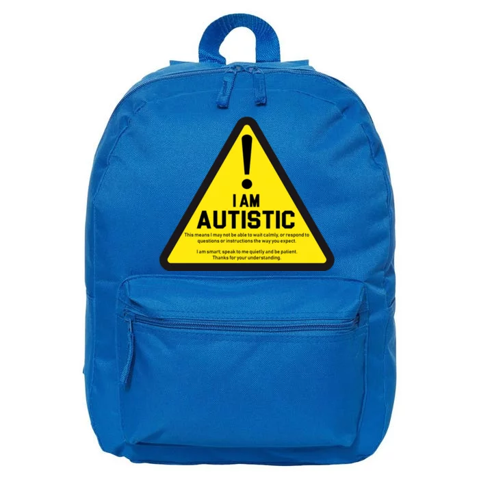 I Am Autistic Autism Warning Sign 16 in Basic Backpack