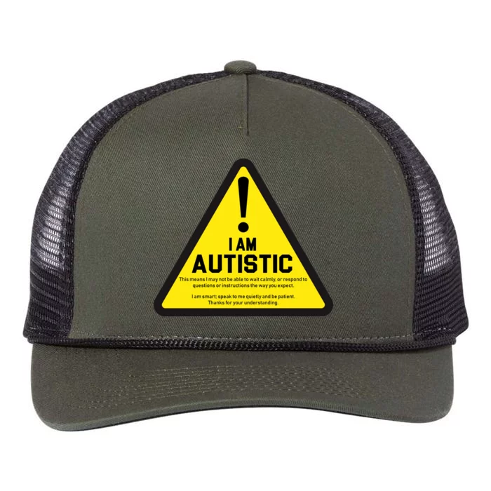 I Am Autistic Autism Warning Sign Retro Rope Trucker Hat Cap