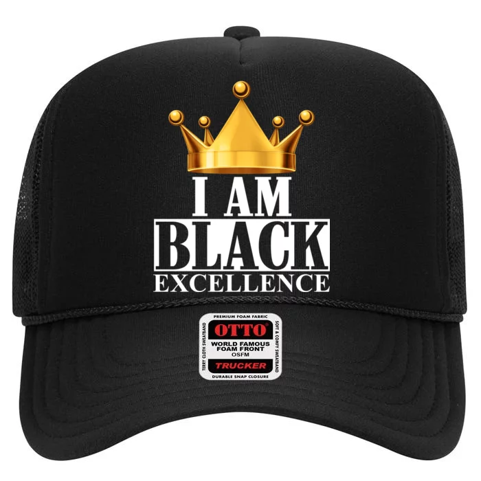 I Am Black Excellence High Crown Mesh Trucker Hat