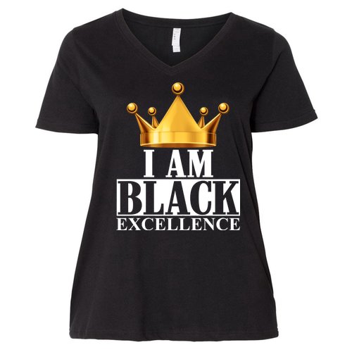 I Am Black Excellence Women's V-Neck Plus Size T-Shirt