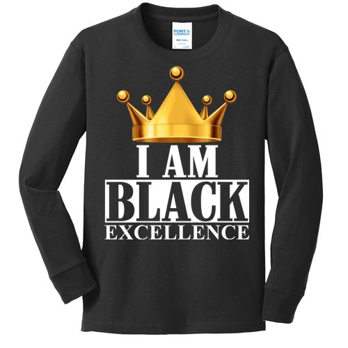 I Am Black Excellence Kids Long Sleeve Shirt