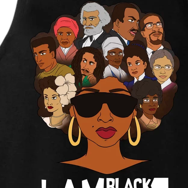 I Am Black History Love My Roots Ladies Tri-Blend Wicking Tank