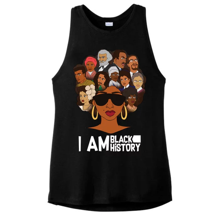 I Am Black History Love My Roots Ladies Tri-Blend Wicking Tank