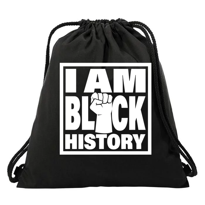 I Am Black History Proud African American Drawstring Bag