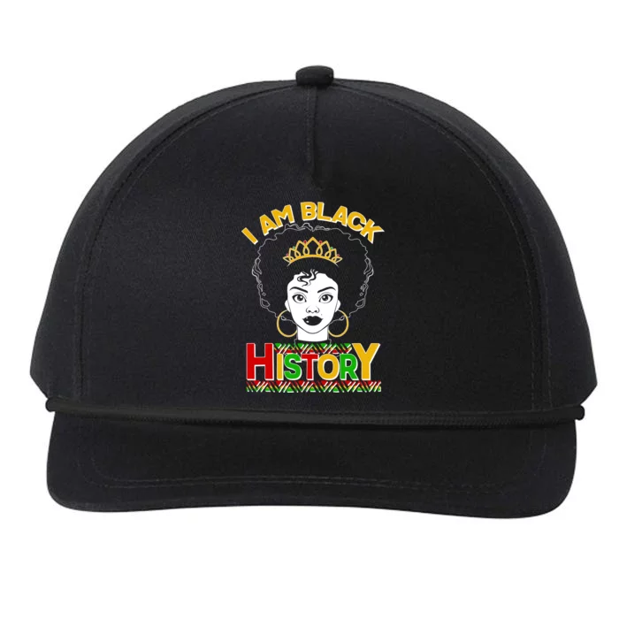 I Am Black History Royal Black Woman Snapback Five-Panel Rope Hat