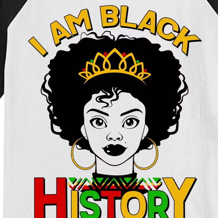 I Am Black History Royal Black Woman Kids Colorblock Raglan Jersey