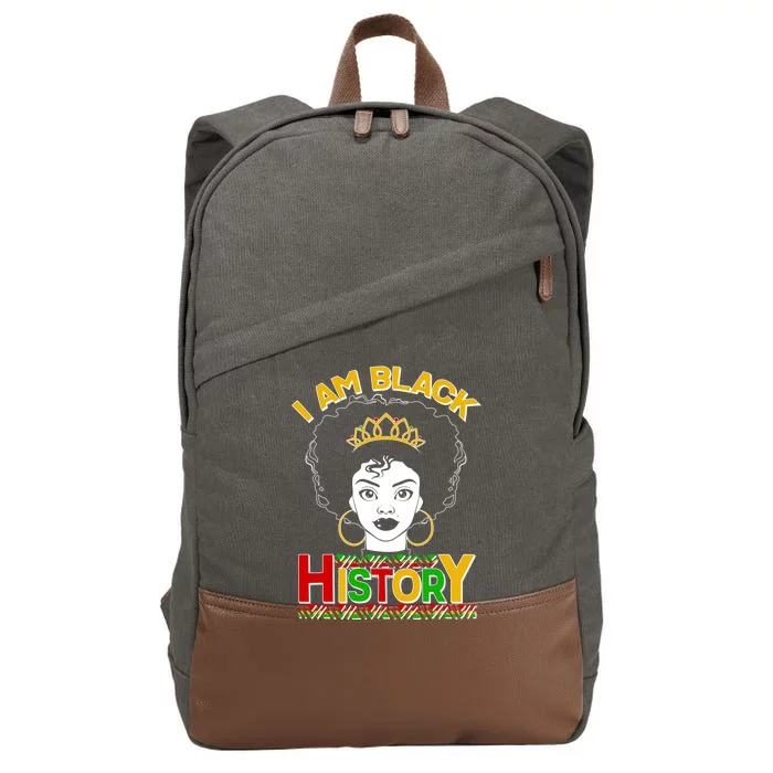 I Am Black History Royal Black Woman Cotton Canvas Backpack